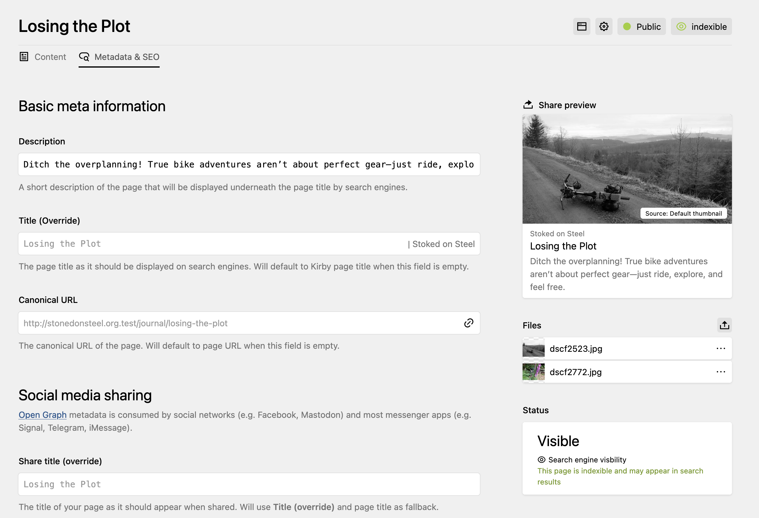 Screenshot of the panel