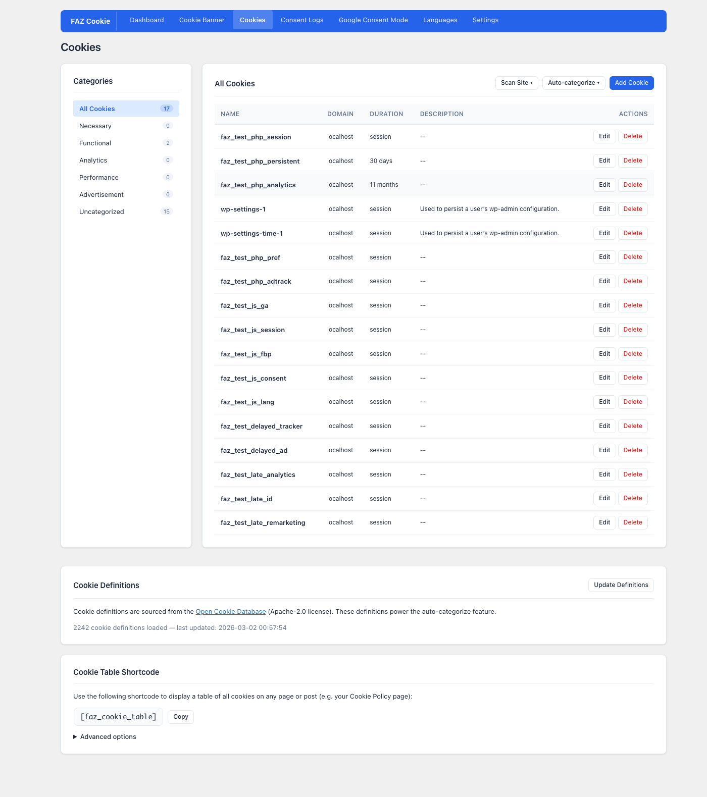 Cookies management