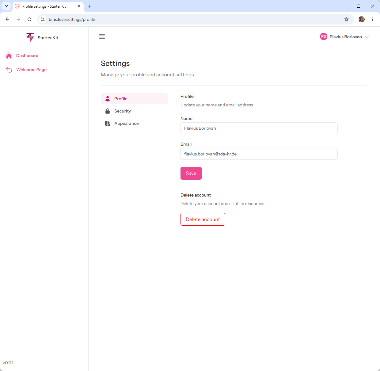 Profile settings