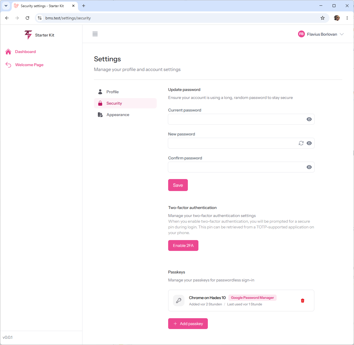 Security settings