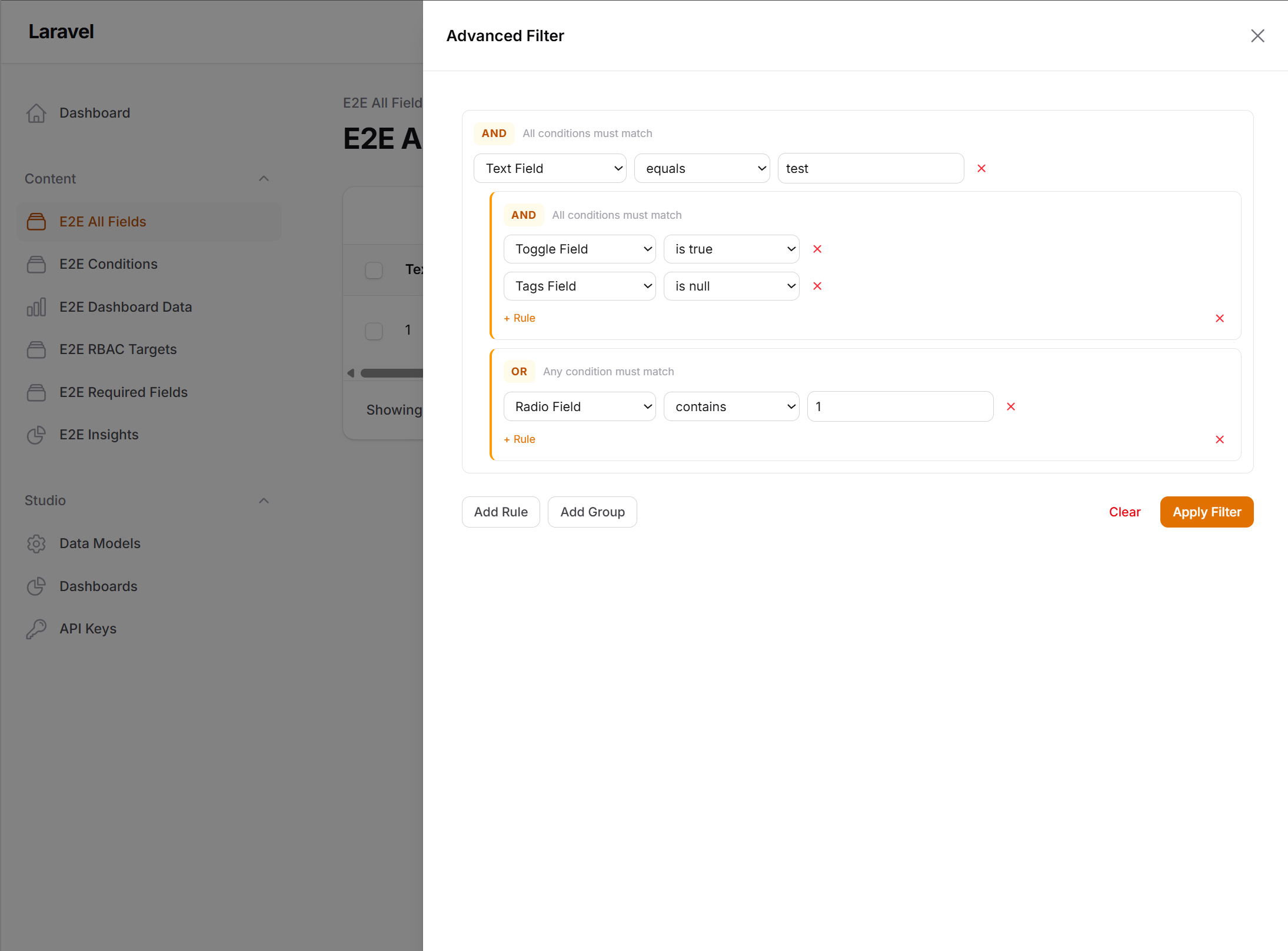 Advanced Filter Builder