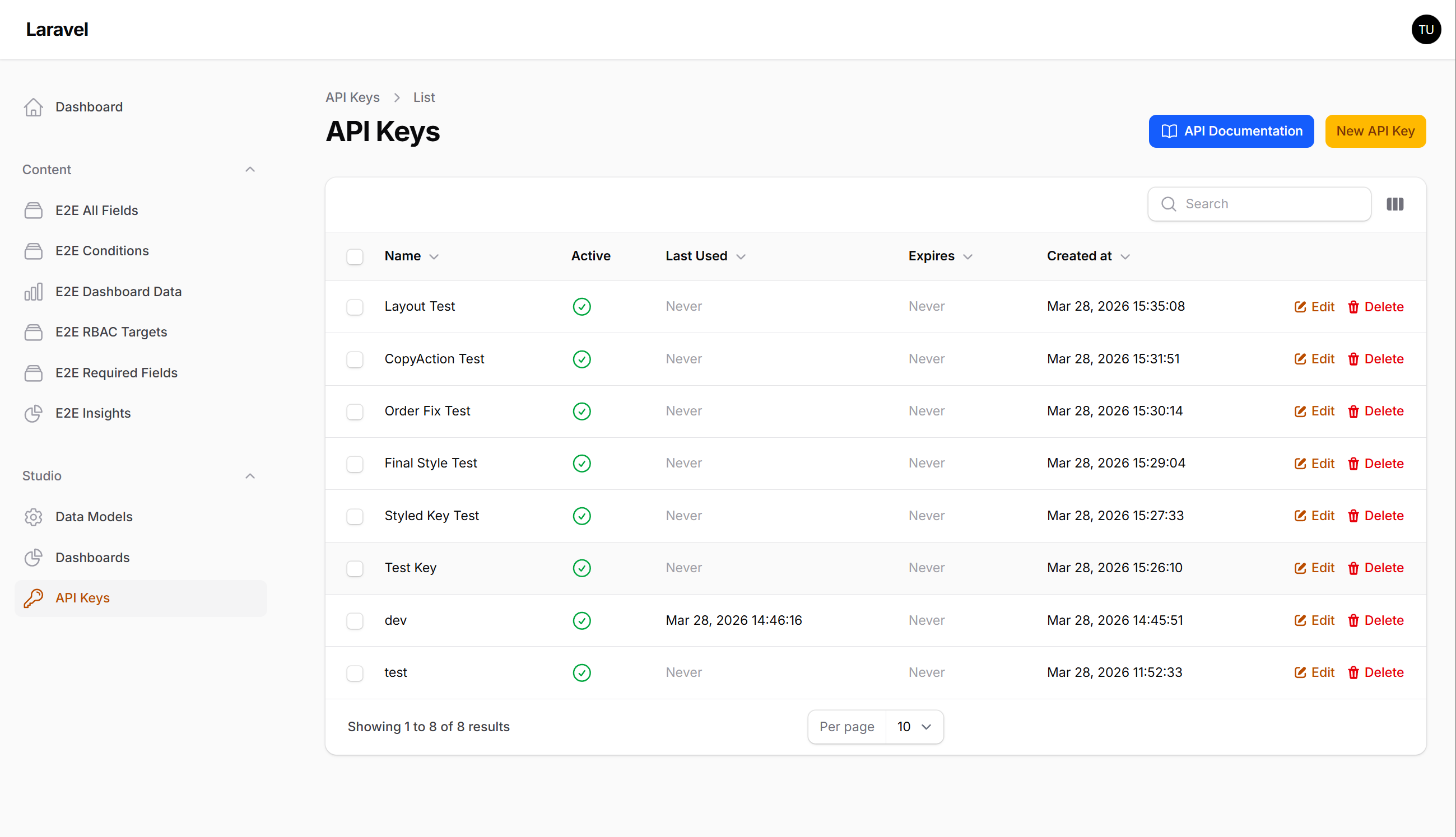 API Keys List