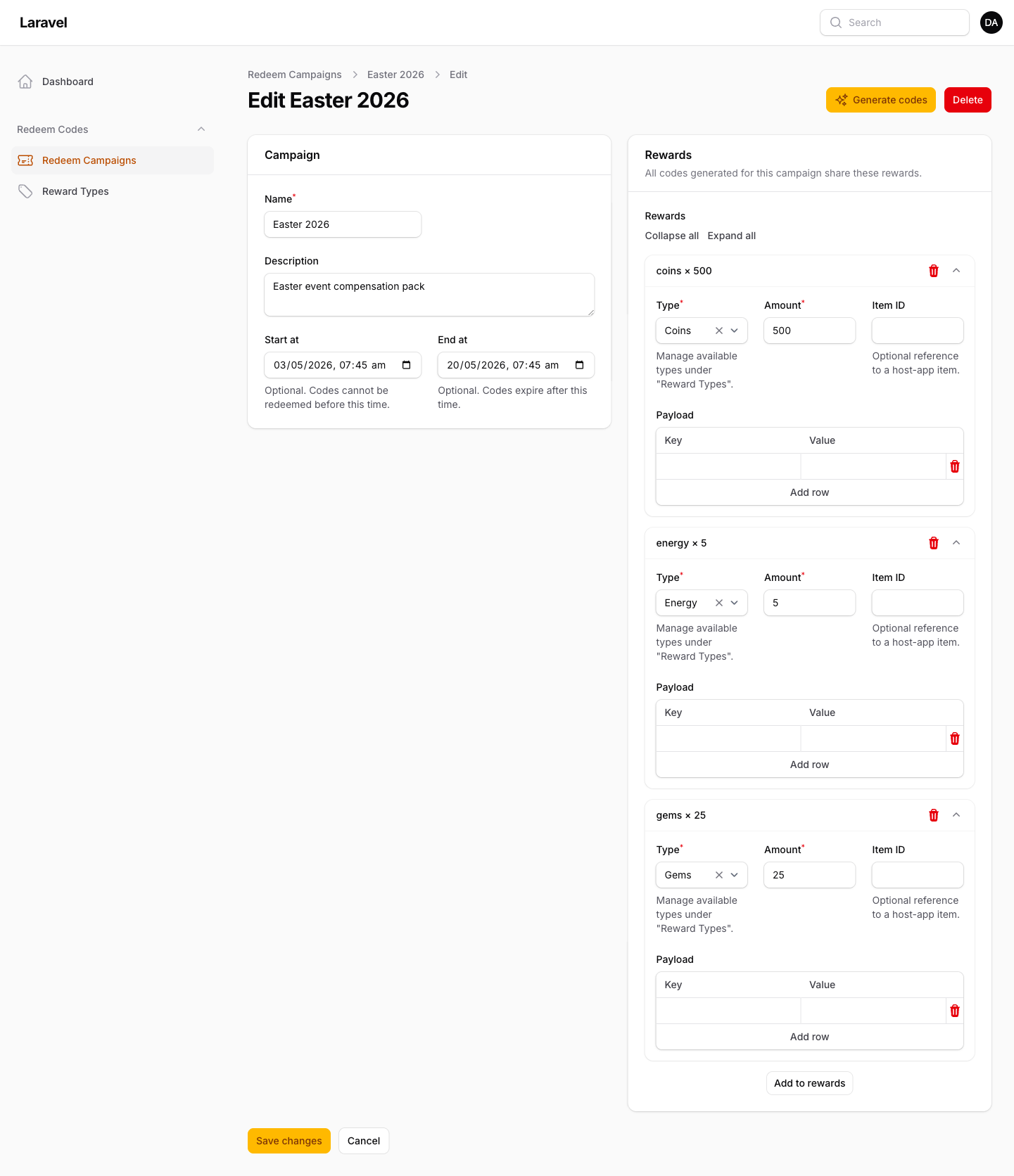 Edit campaign