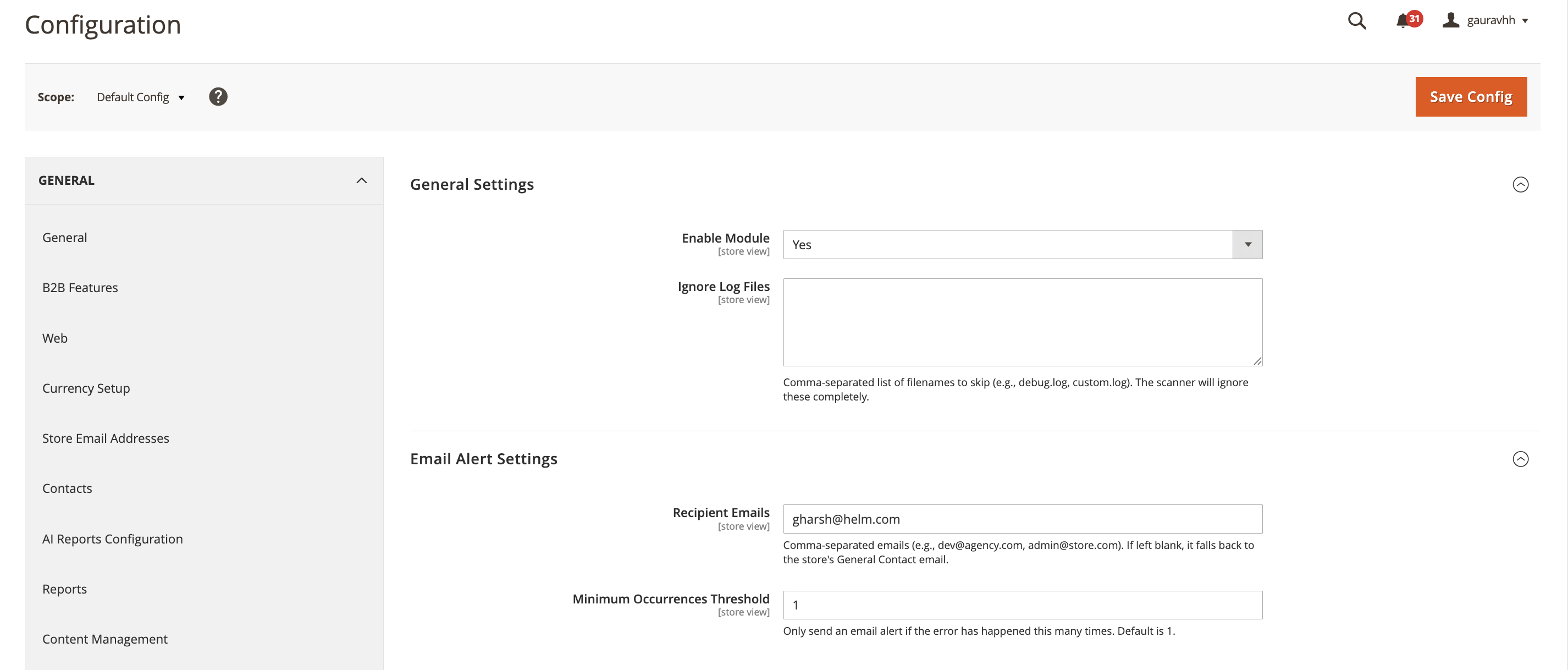 Module Configuration Settings