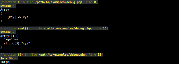 result of debug.php