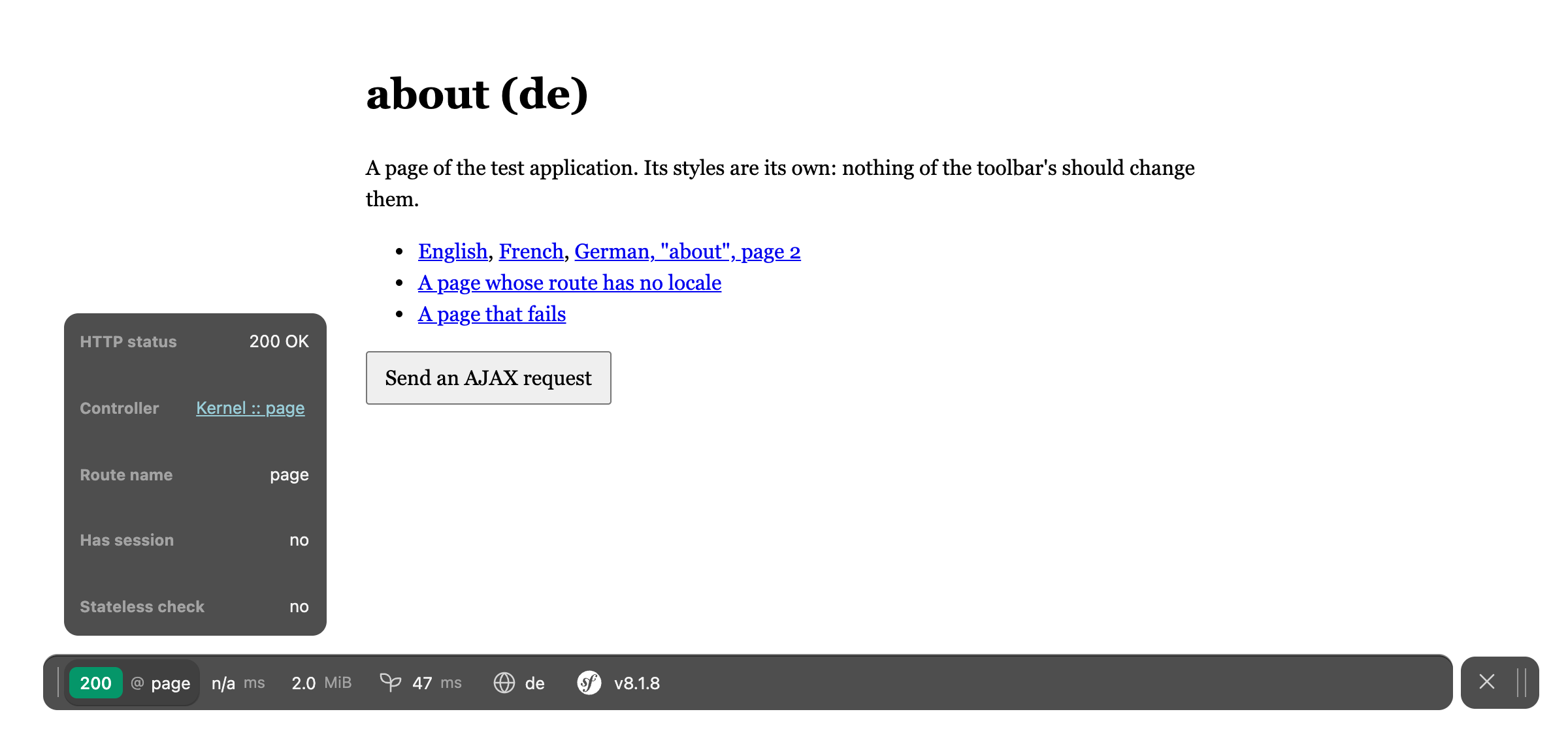The toolbar floats over the bottom of the page; a block's details open above it
