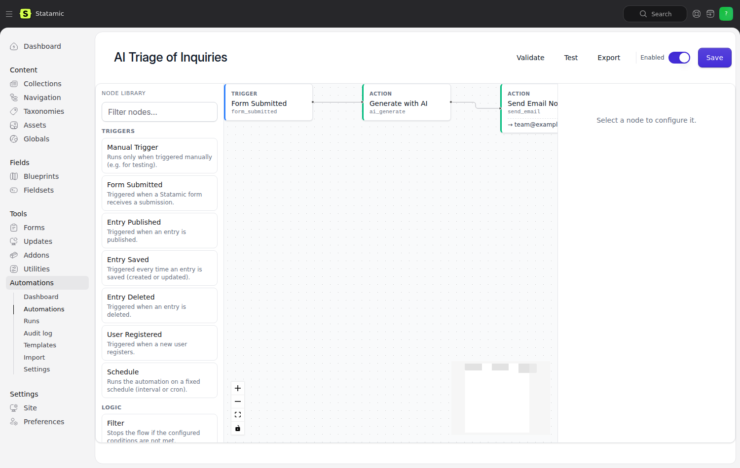Visual flow builder