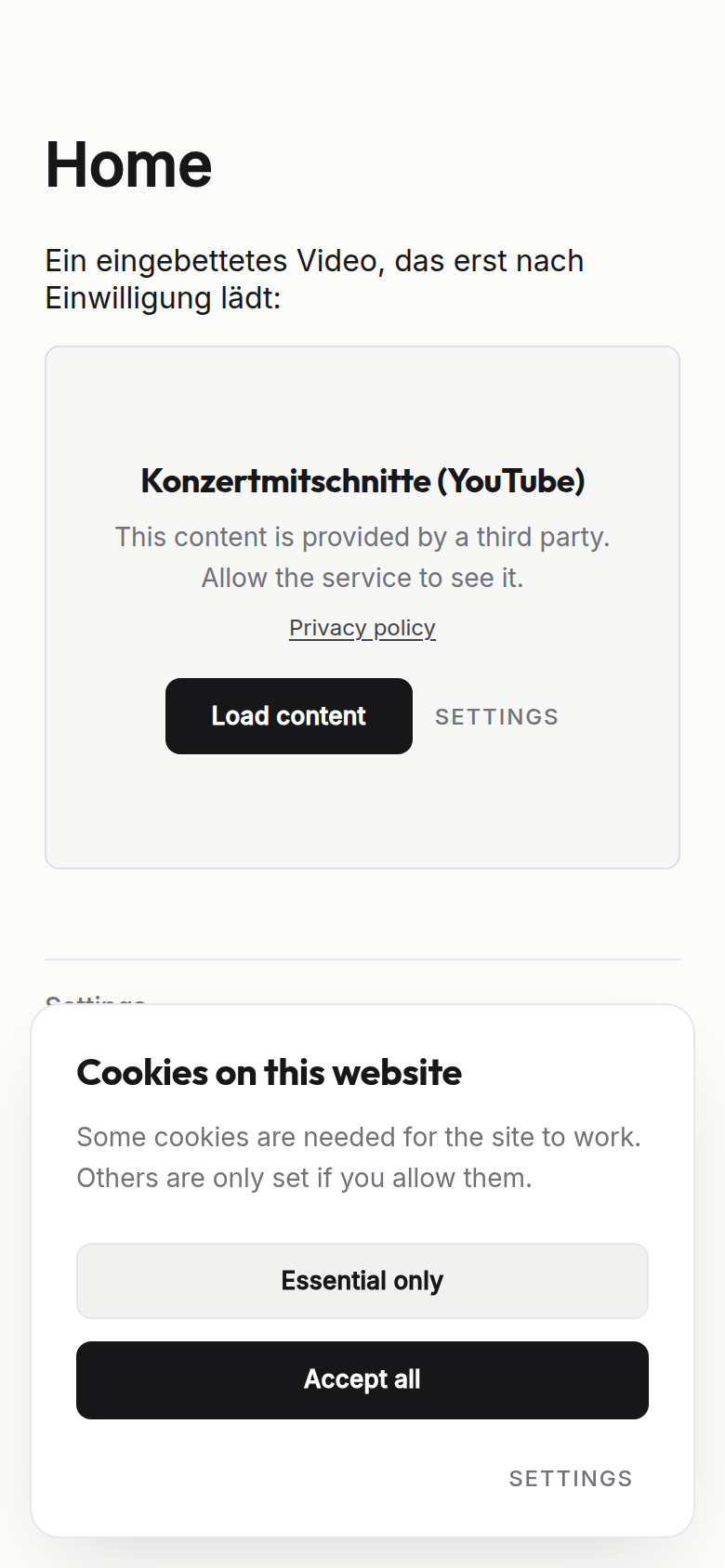 The banner on a narrow screen