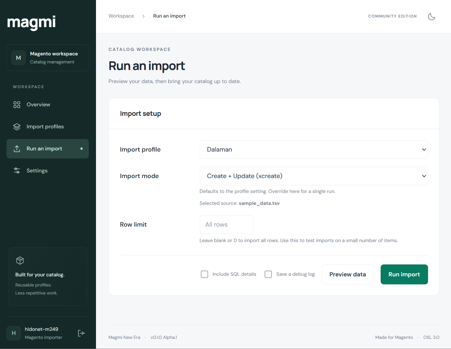 Run an import
