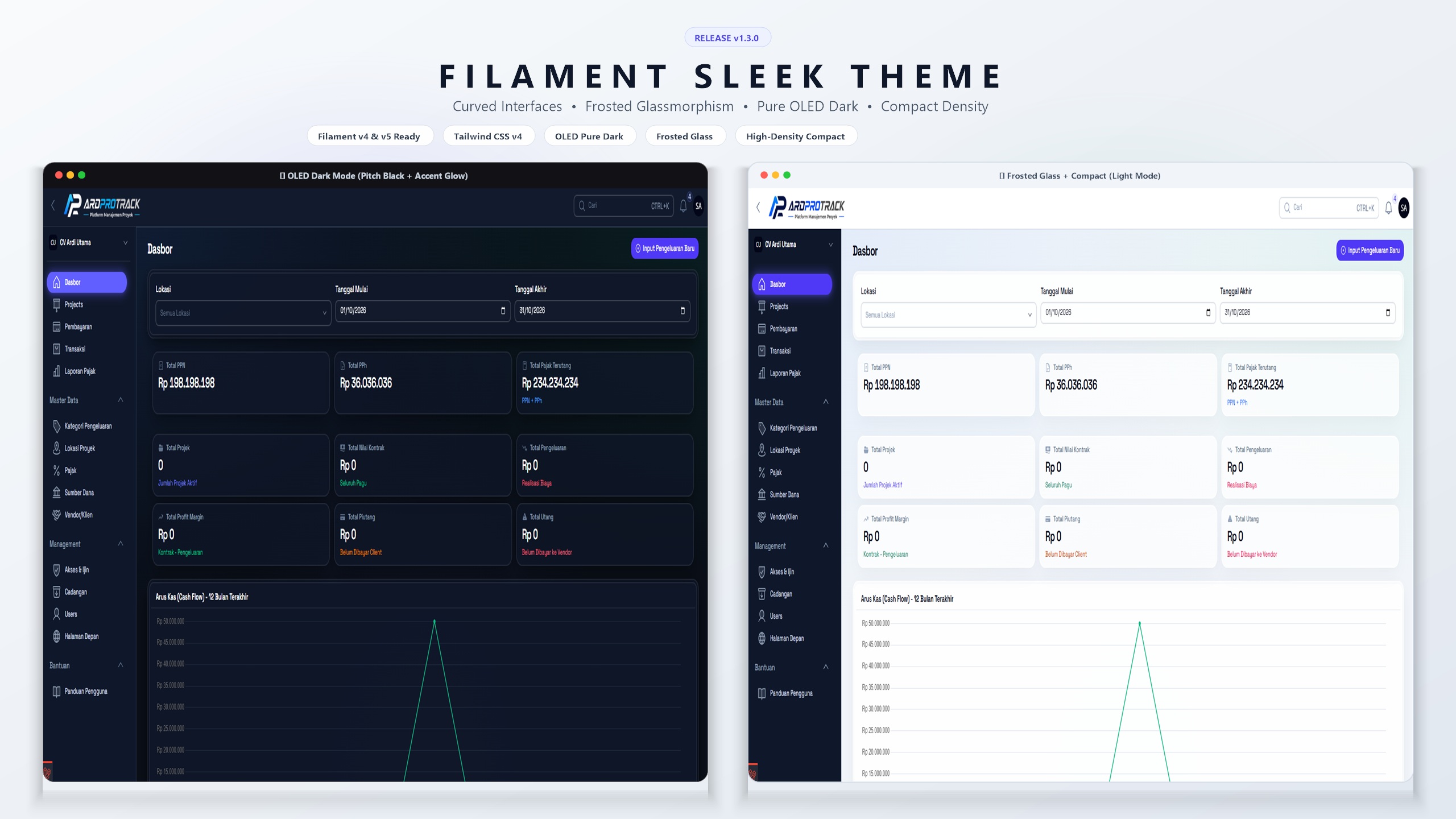 Filament Sleek Theme Preview