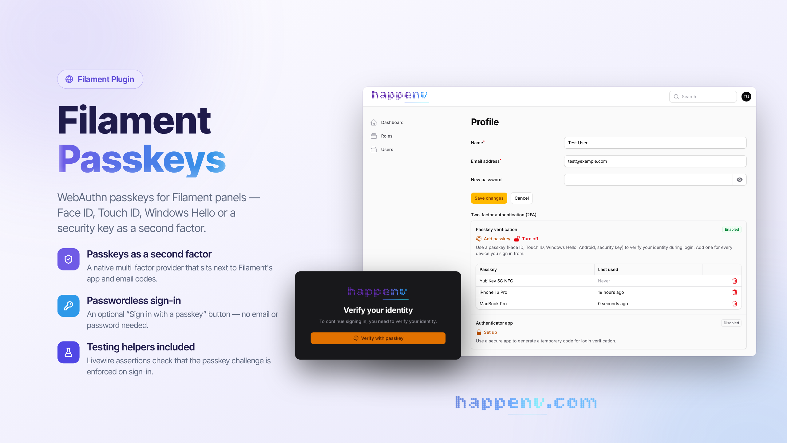Filament Passkeys