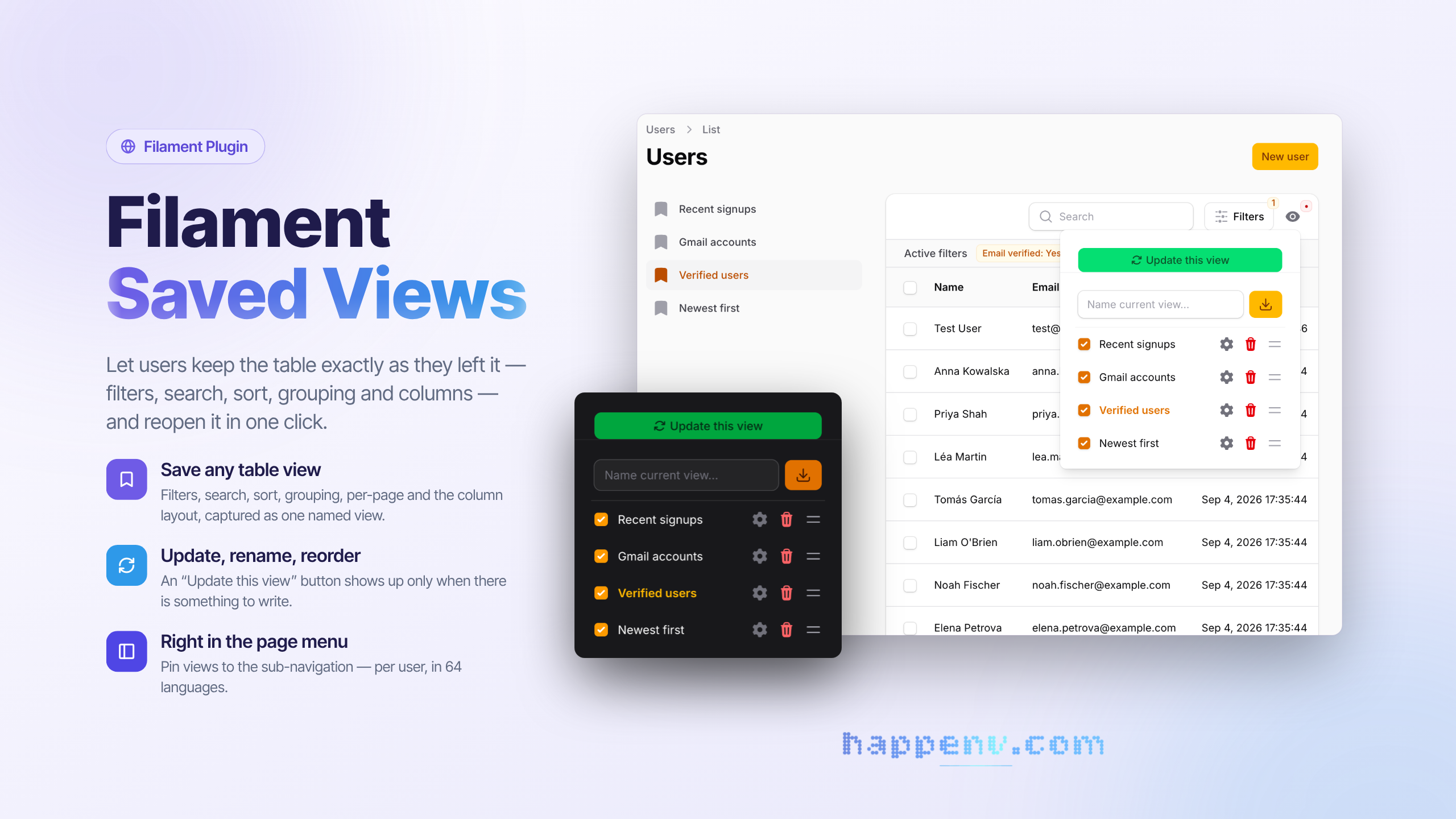 Filament Saved Views
