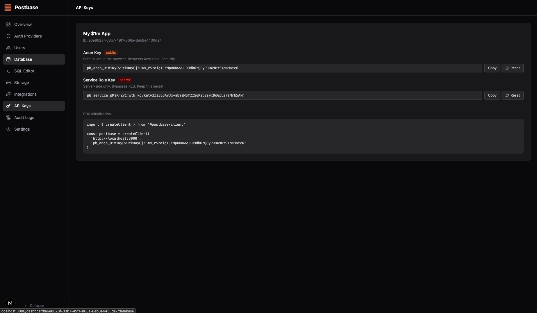 API keys