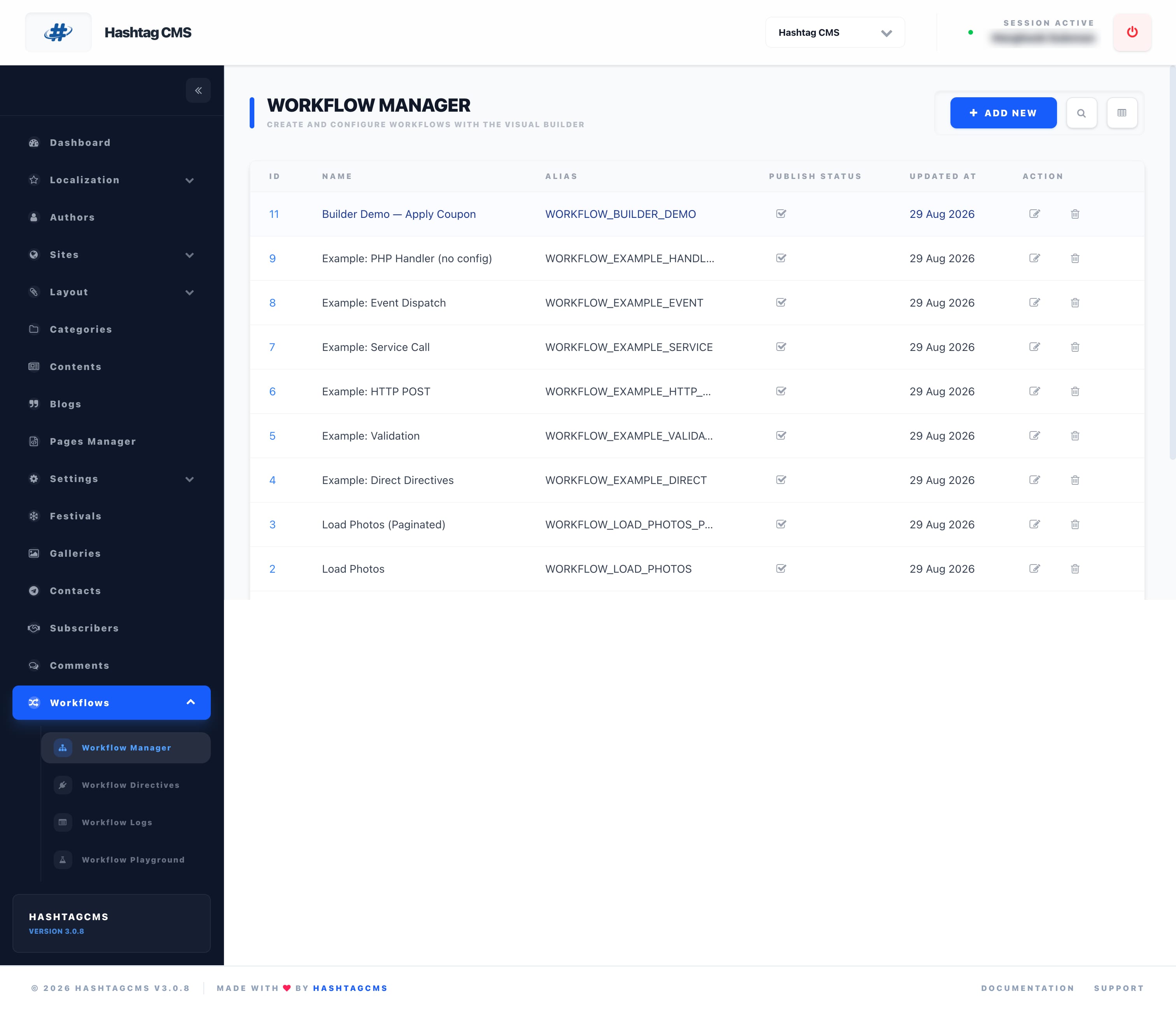Workflows List