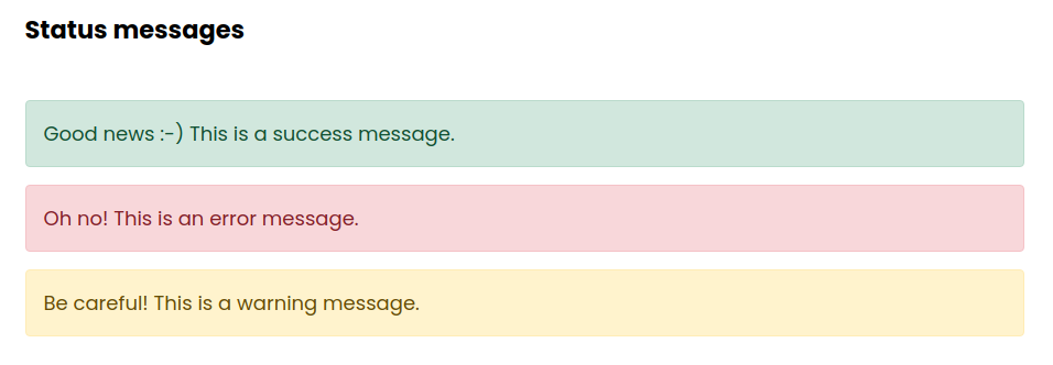 The status message queue in the frontend