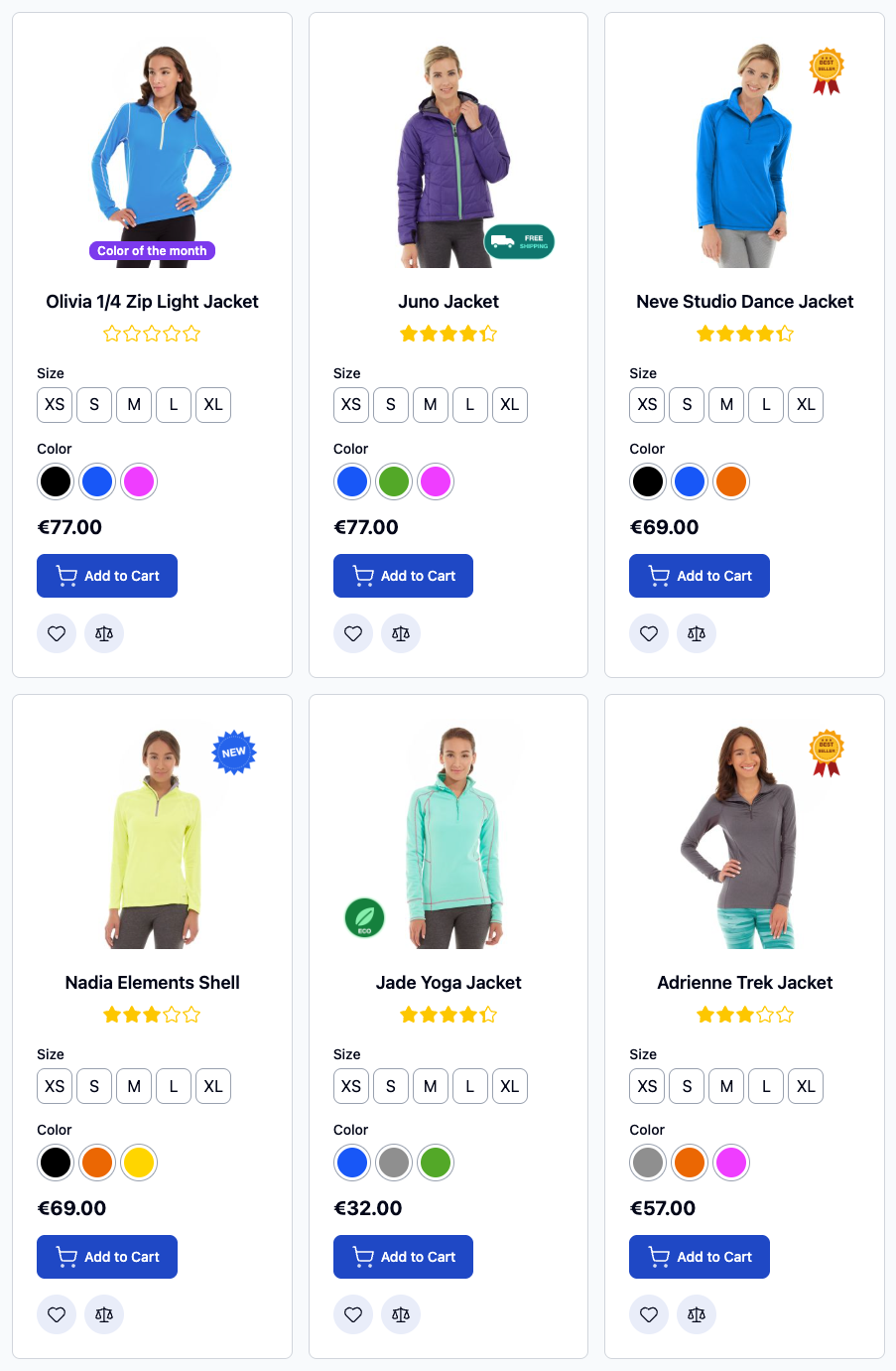 Product listing with labels