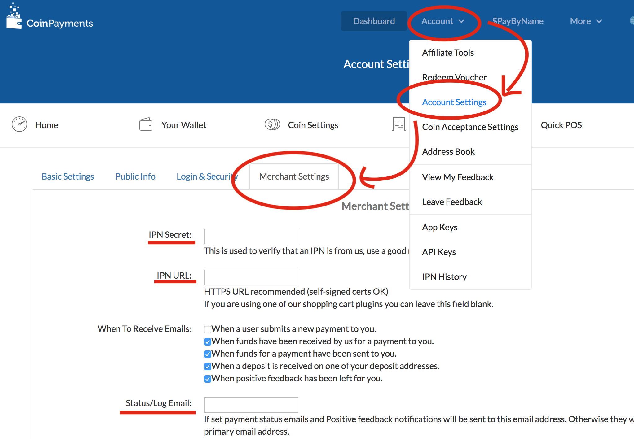Activate IPN in Merchant Settings