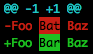 same diff as above, but with 'Bat' highlighted red, 'Bar' highlighted green