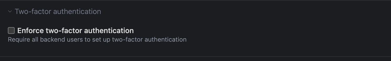 Enforcement setting in the system settings
