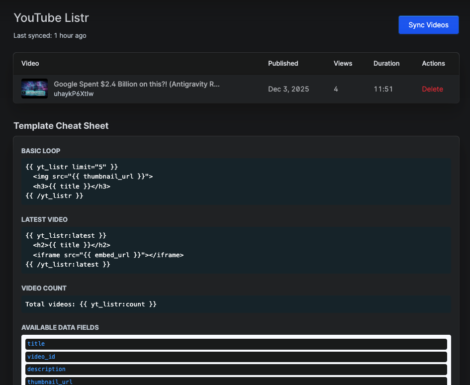 Control Panel Interface