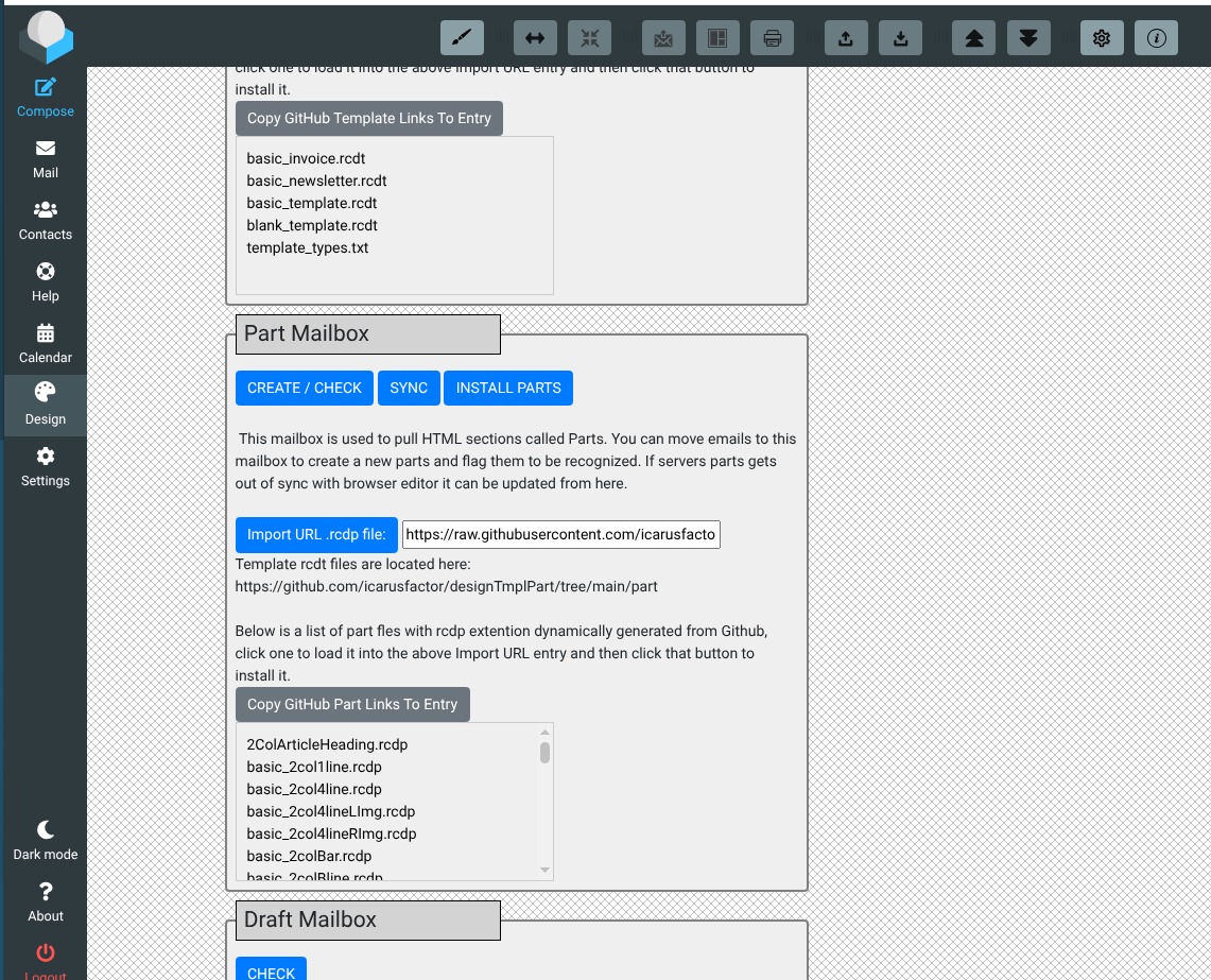 RoundCube Design Settings 