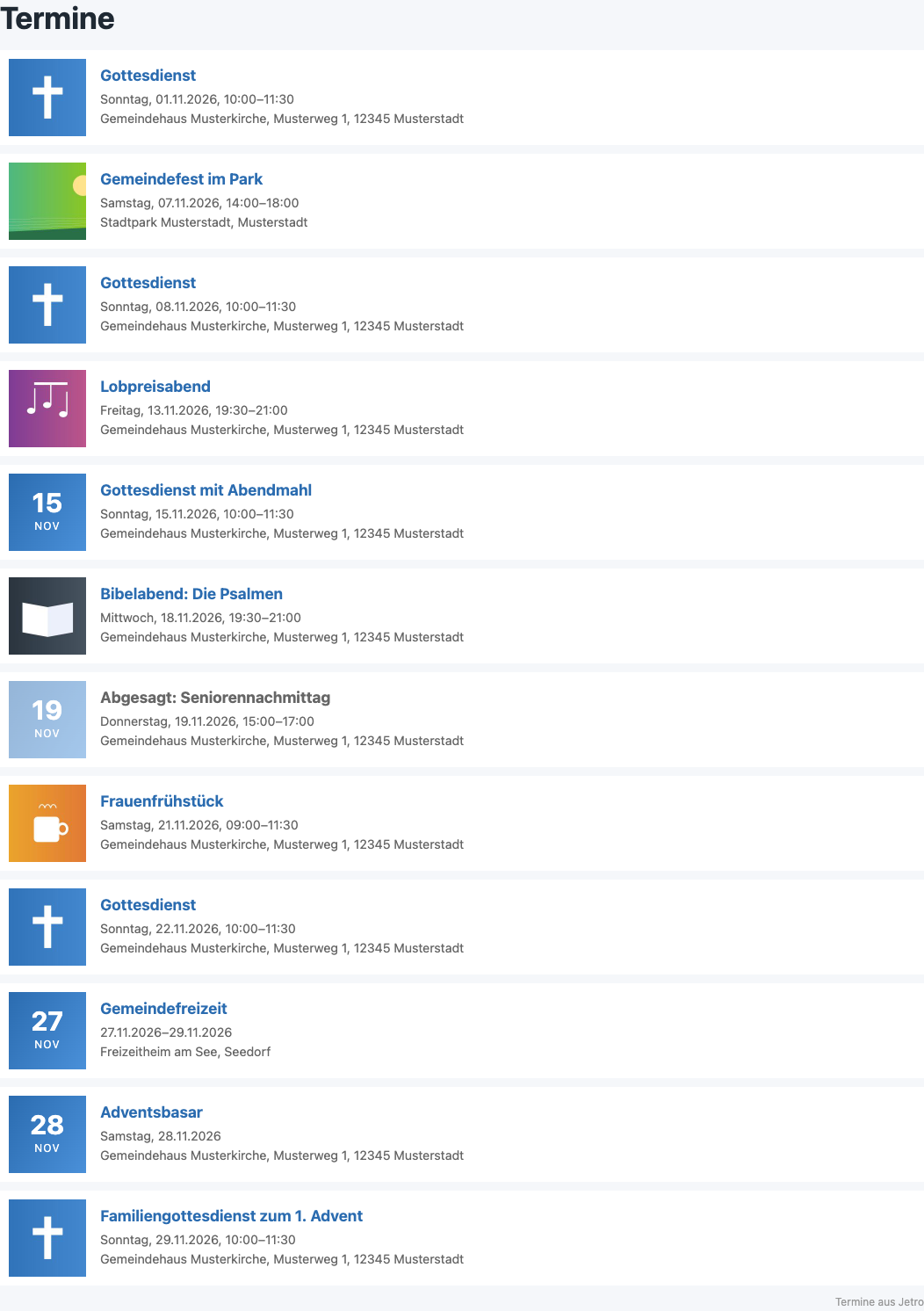 Liste mit Vorschaubild