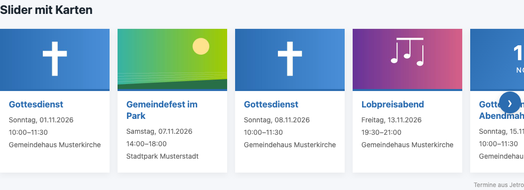 Slider mit Karten