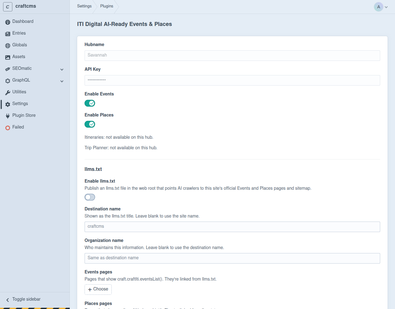 Plugin settings