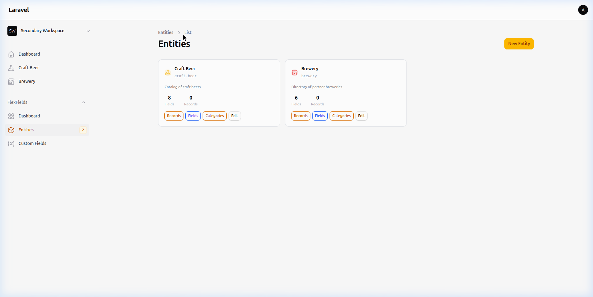 Entities Screenshot