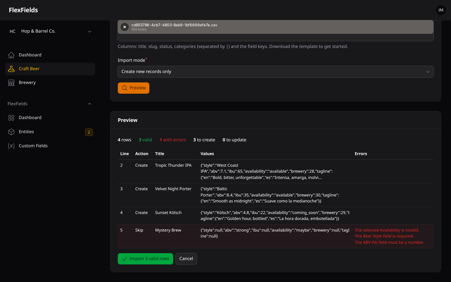 Import Preview Screenshot