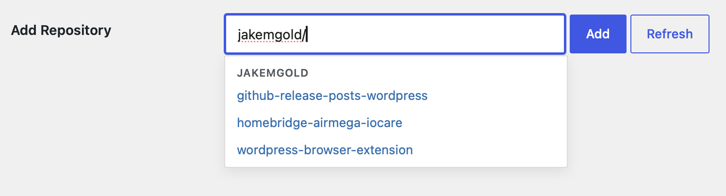 Repository autocomplete