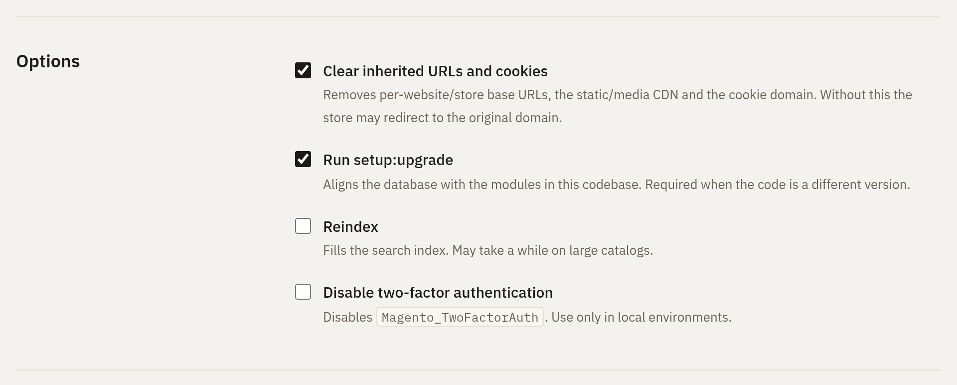 Existing database options