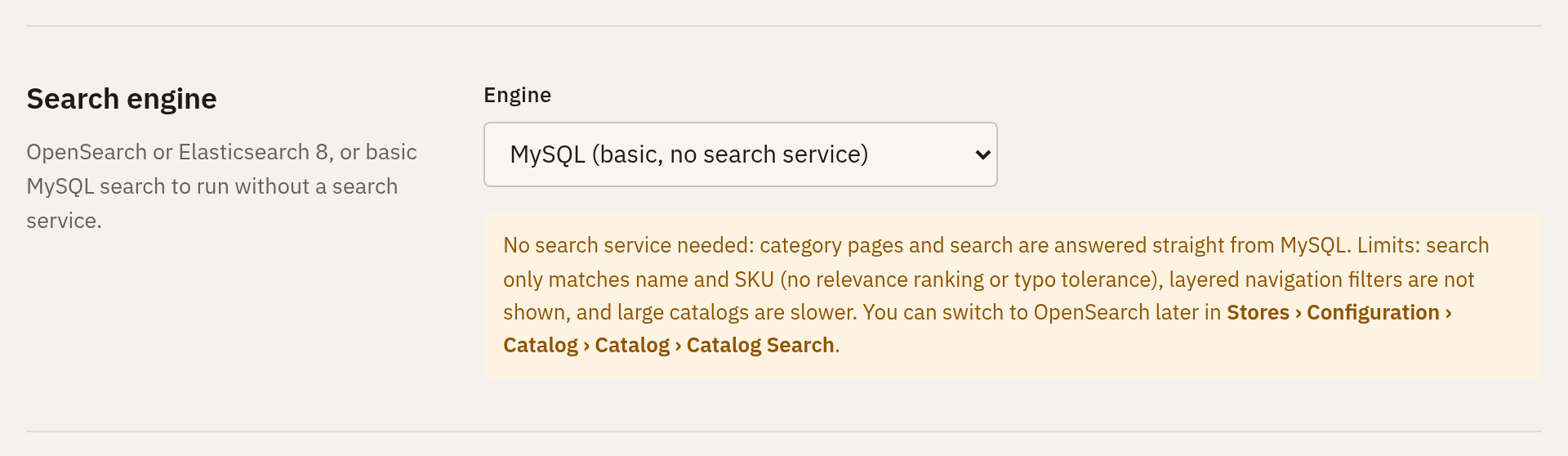 MySQL search engine