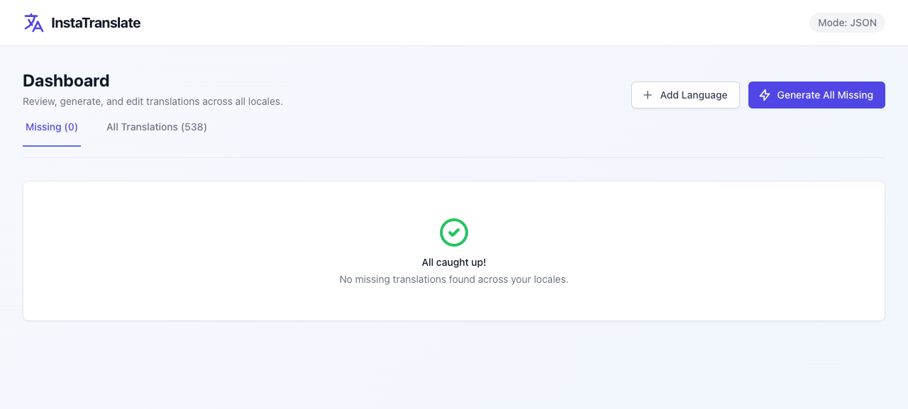 Dashboard - Missing Translations