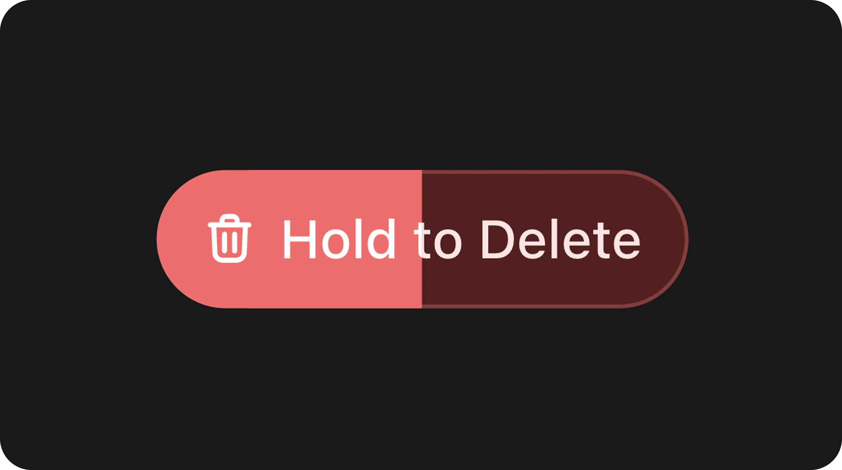 HoldConfirmAction - Custom action button requiring the user to press and hold to confirm high-risk actions like deletion