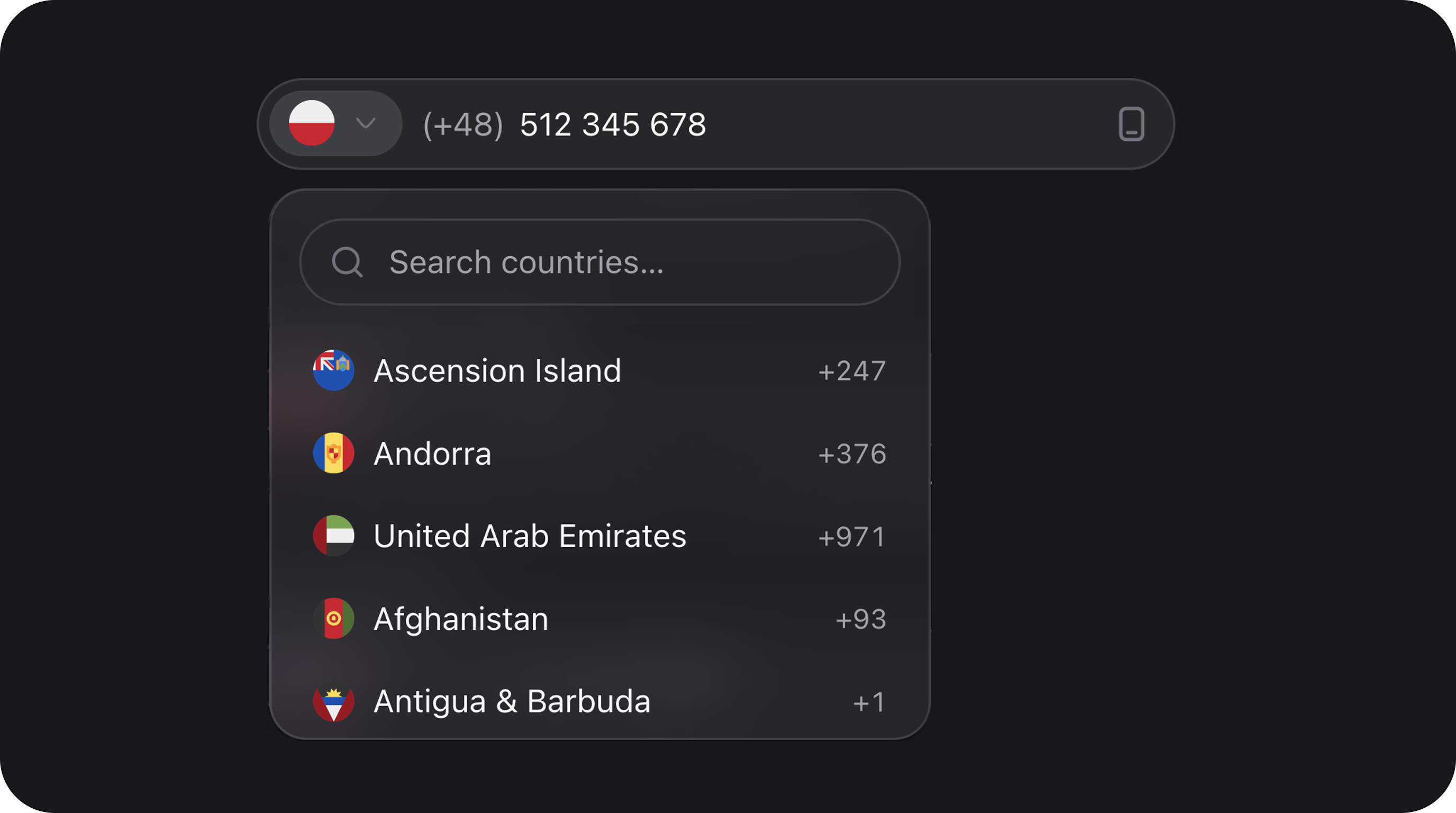 PhoneField - International phone number input field with country flag selectors, calling code auto-detection, and libphonenumber validation