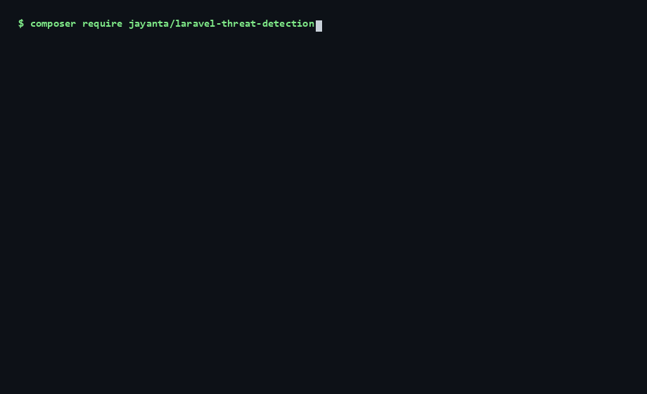 Install the package, send three attacks — SQL injection, directory traversal, XSS — every one returns HTTP 200 because nothing is blocked, and all three are already counted in threat-detection:stats