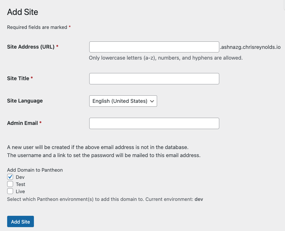 Multisite domain management settings