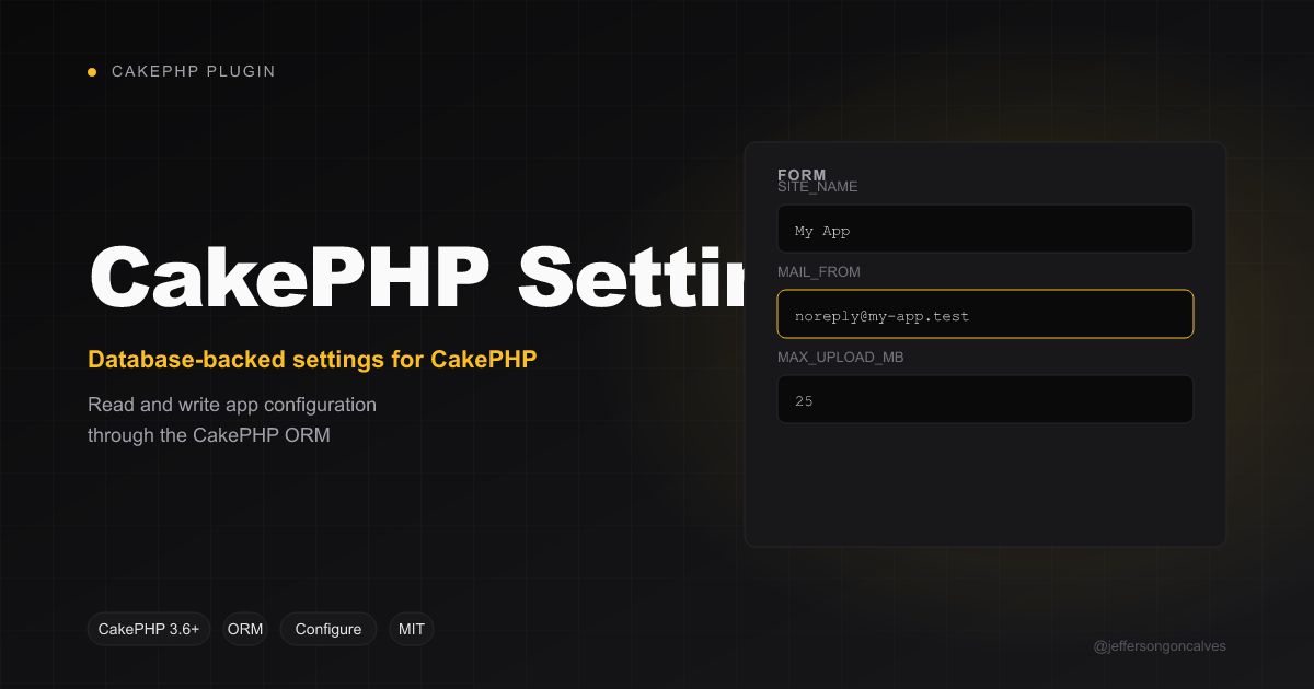 CakePHP Settings