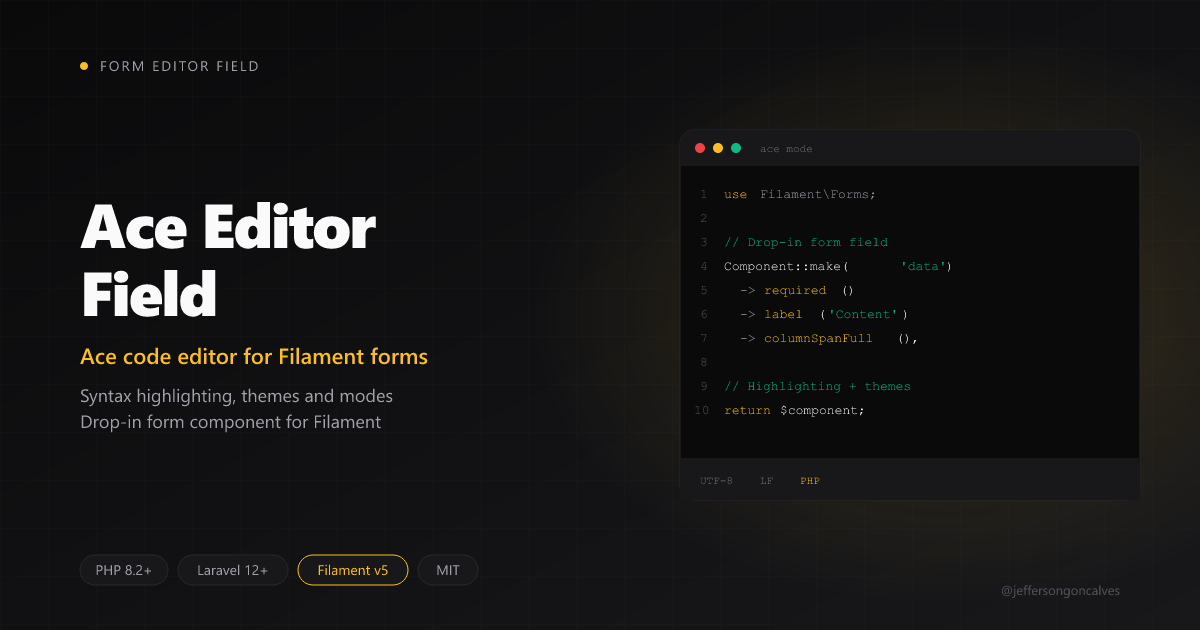 Filament Ace Editor Field