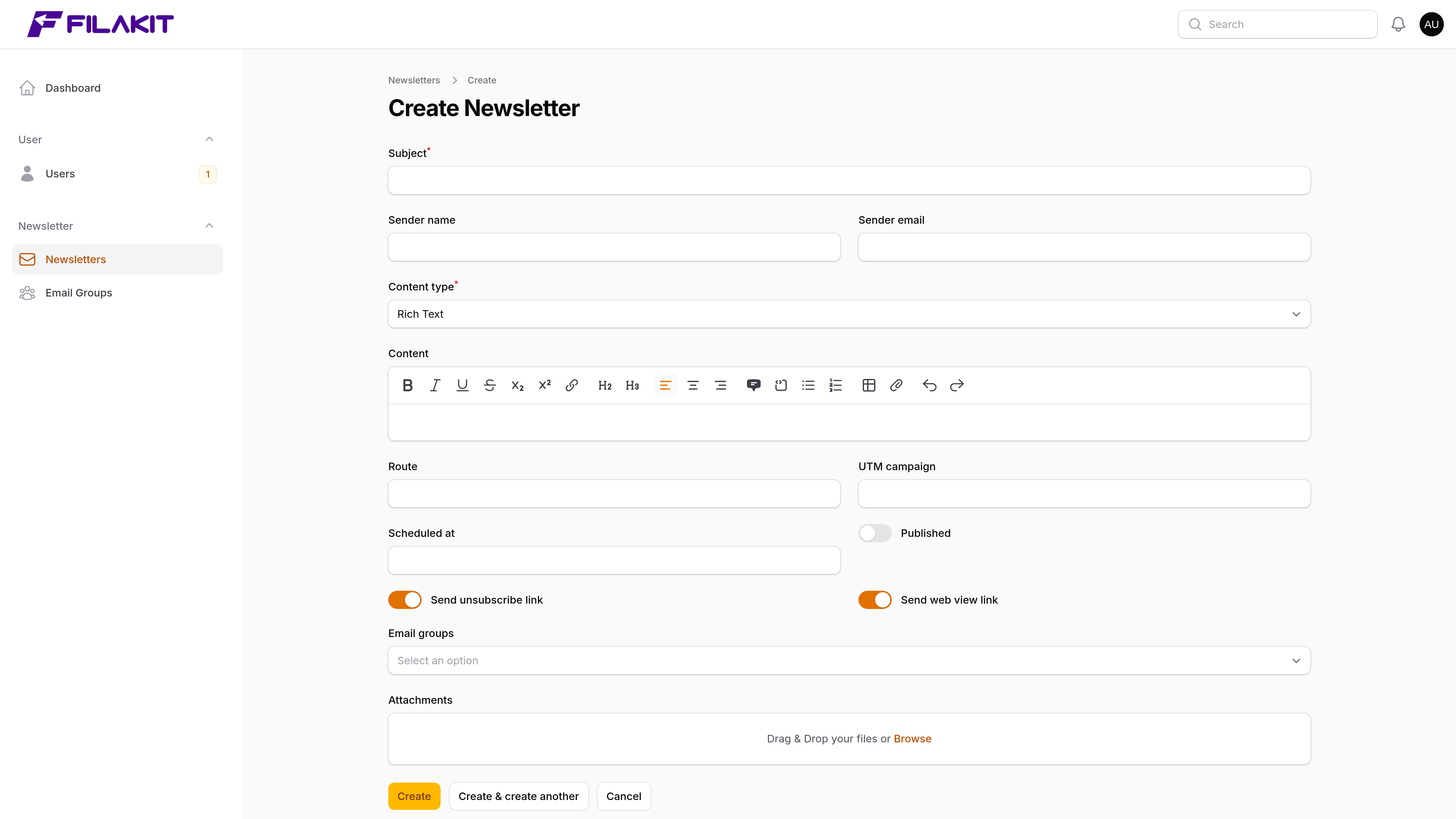 newsletter-create
