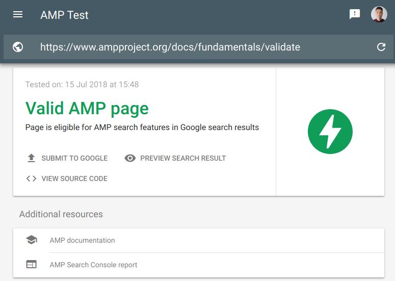 AMP online validation tool