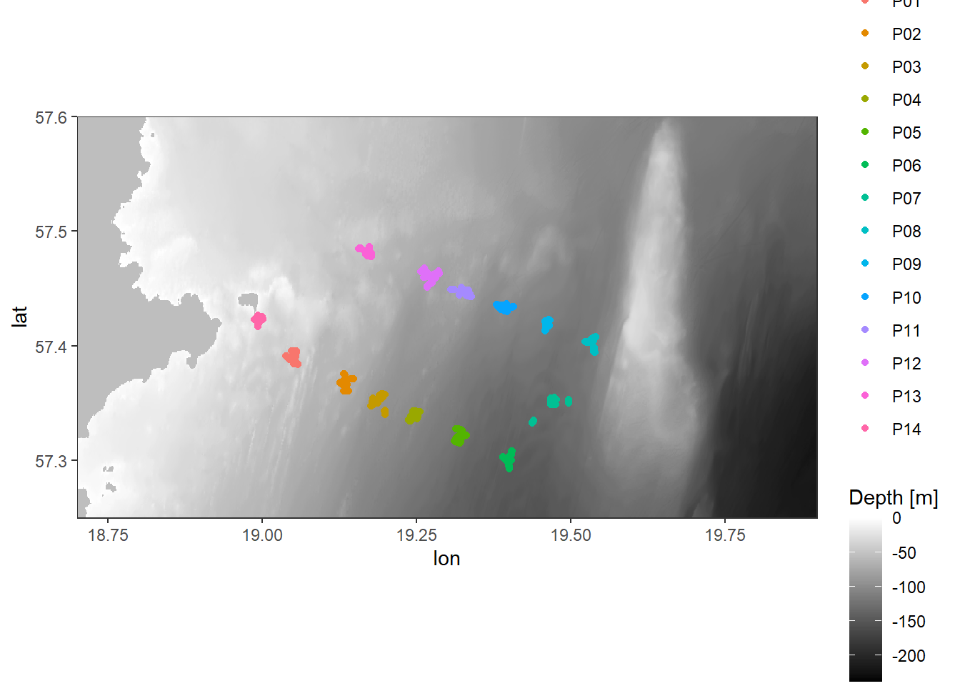 Location of stations sampled between the east coast of Gotland and Gotland deep.