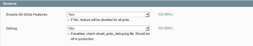 Okaeli Grids General Config screenshot