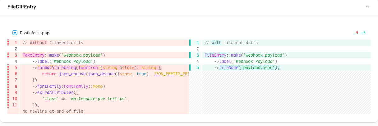 FileDiffEntry component