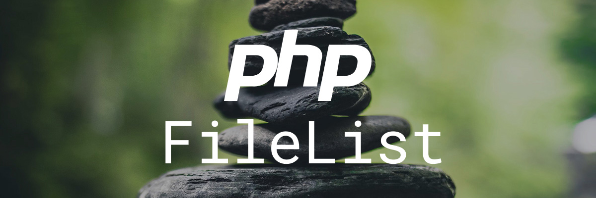 Banner with rocks and PHP FileList title