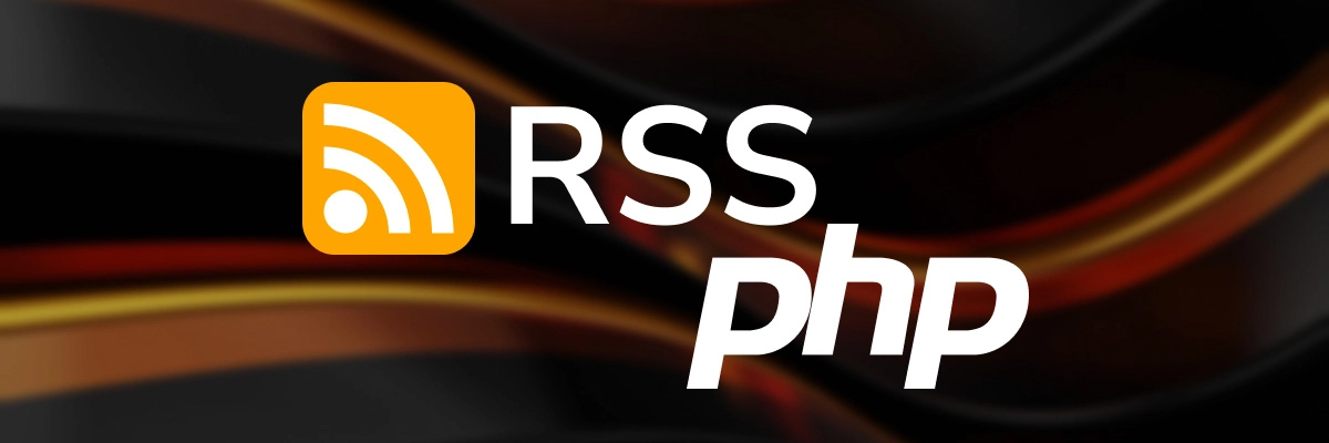 Banner with abstract data picture in background and PHP RSS title