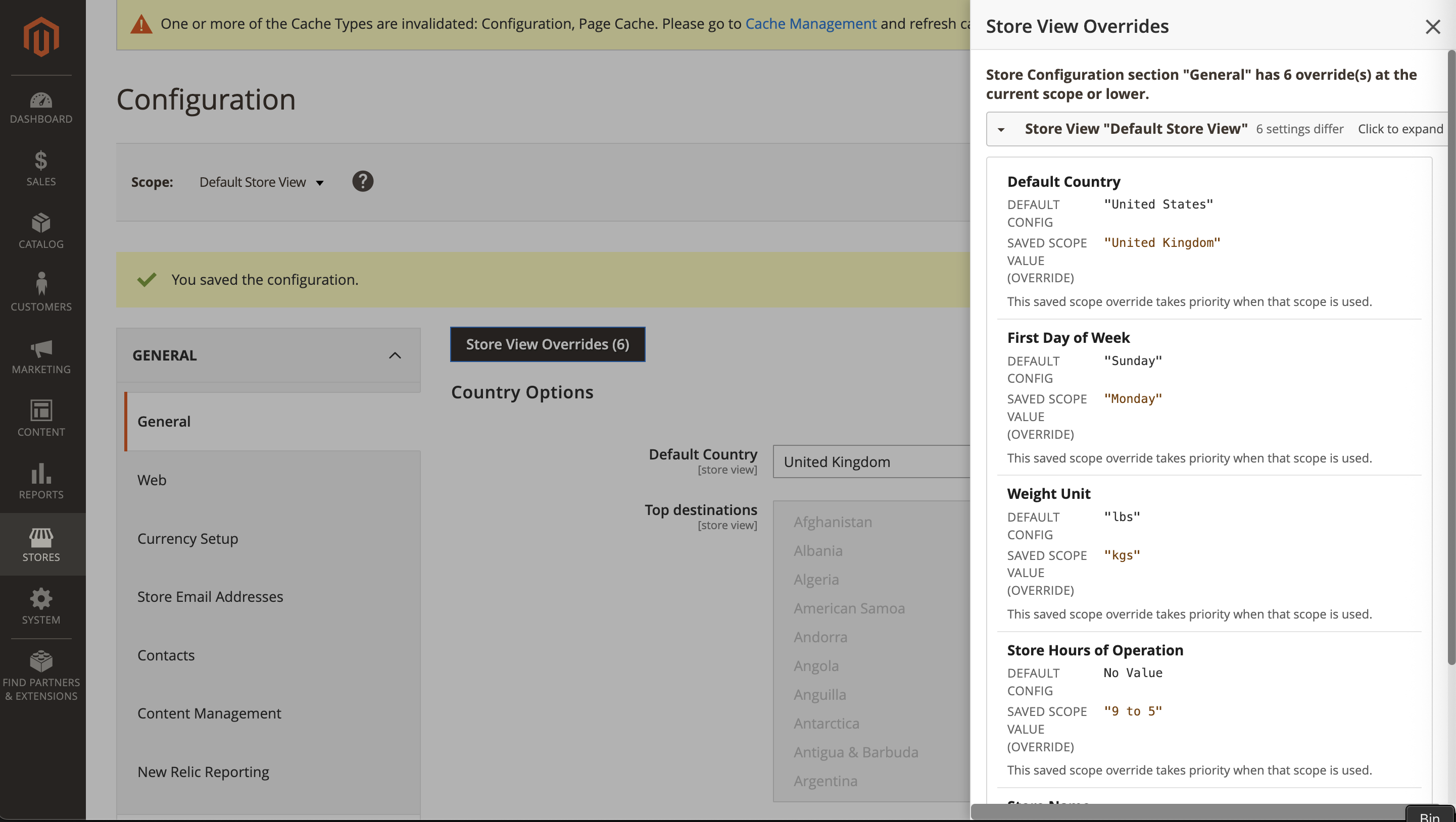 Configuration store view notice