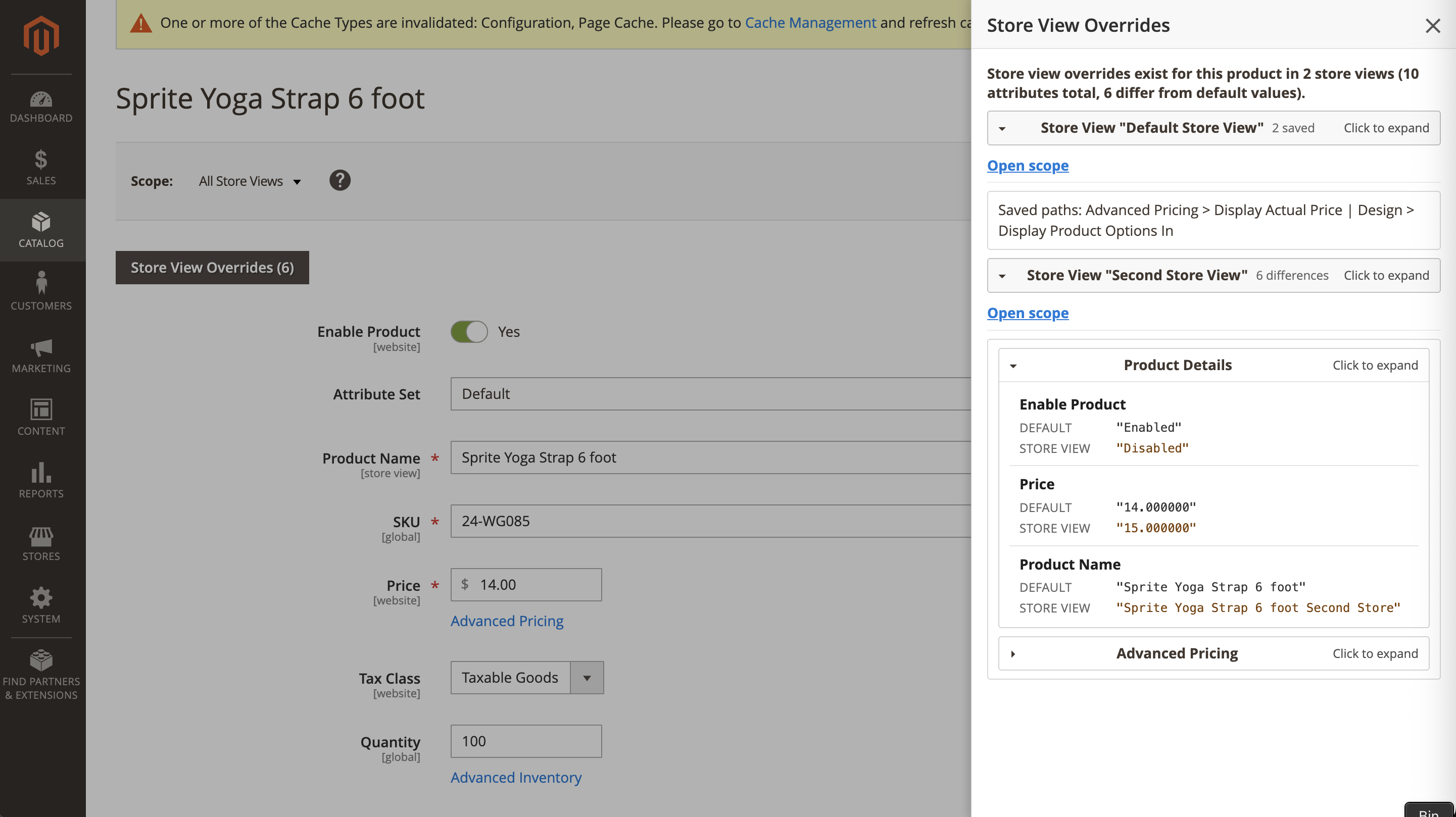 Product override notice