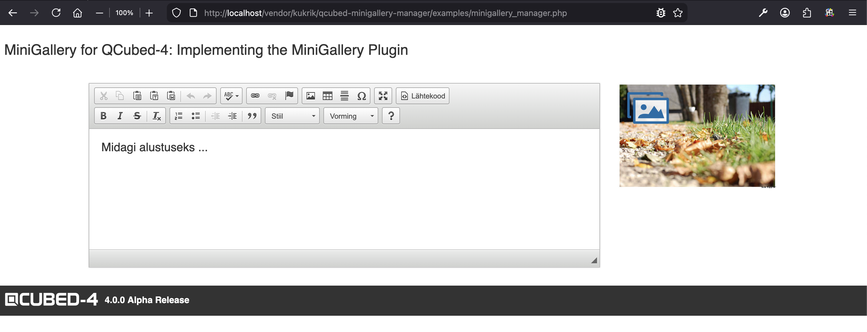 MiniGallery manager screenshot